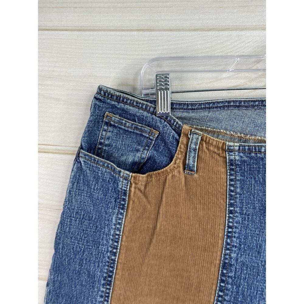 Vtg The Blues Womens Jeans Sz 16 Blue Denim & Corduroy Wide Leg High Rise Retro - Picture 2 of 9